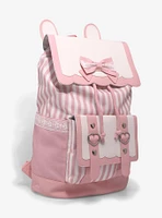 Kawaii Pink & White Bunny Bow Slouch Backpack