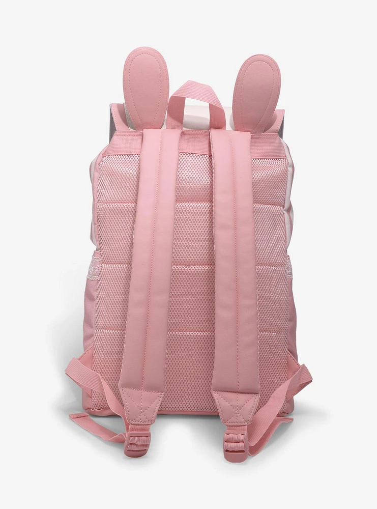 Kawaii Pink & White Bunny Bow Slouch Backpack