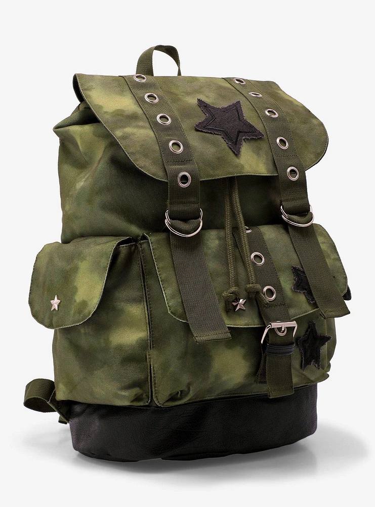 Star Green Grunge Slouch Backpack