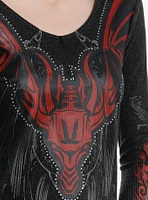 House Of The Dragon Red Rhinestone Girls Long-Sleeve Thermal Top