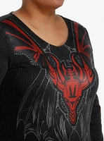 House Of The Dragon Red Rhinestone Girls Long-Sleeve Thermal Top Plus