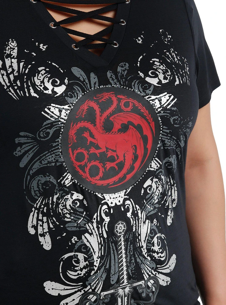 House Of The Dragon Targaryen Grommet Lace-Up Girls Top Plus