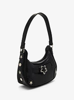 Black Star Buckle Baguette Bag