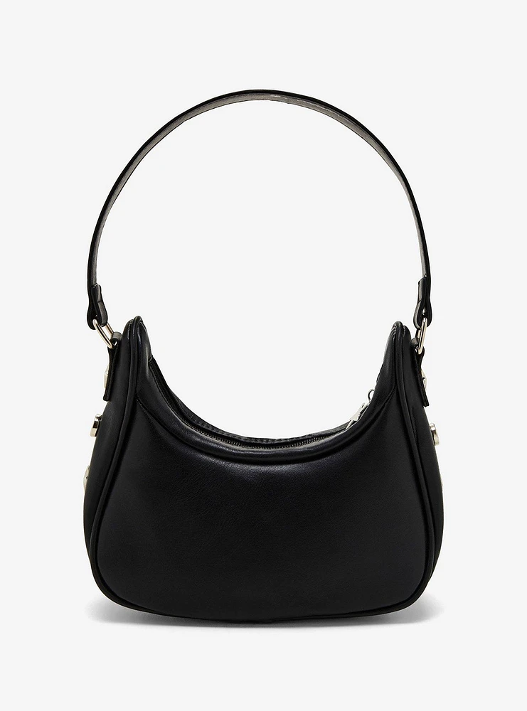 Black Star Buckle Baguette Bag