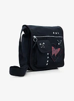 Butterfly Rib Cage Studded Messenger Bag