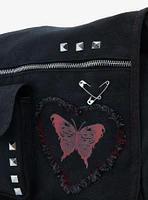 Butterfly Rib Cage Studded Messenger Bag