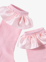 Pink Ribbon Ruffle Ankle Socks