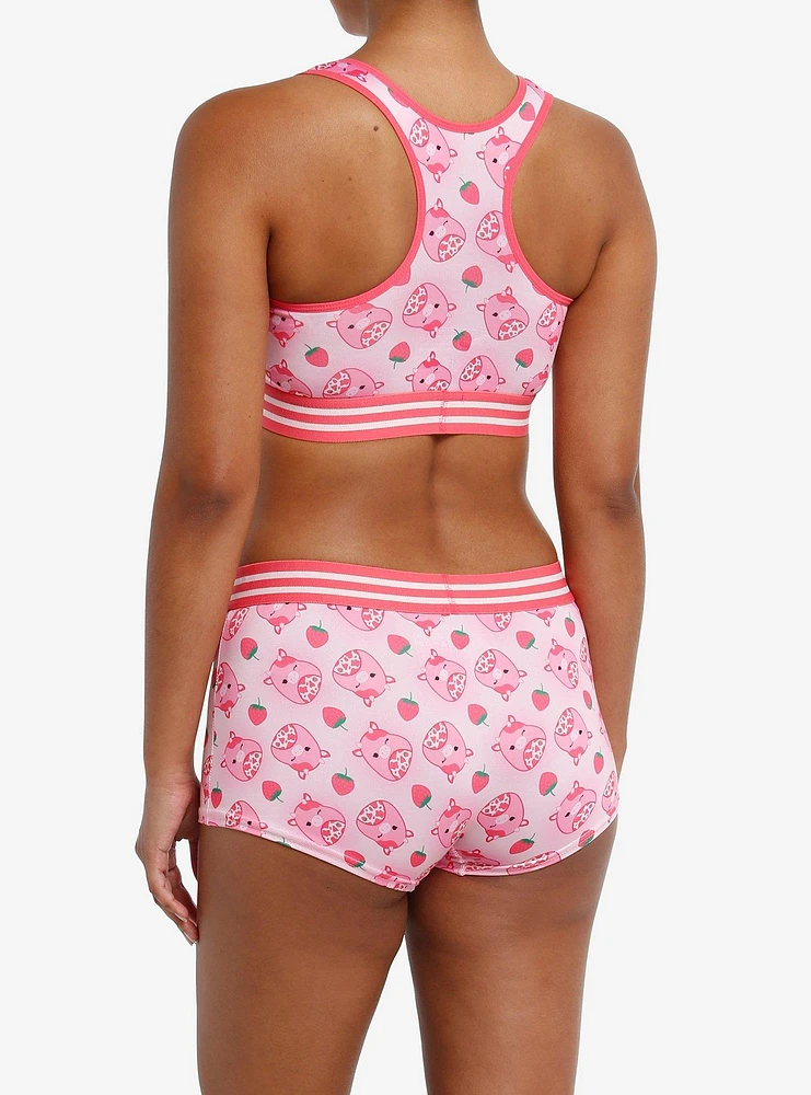 Squishmallows Strawberry Cow Bra & Boyshort Panty Set