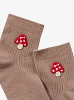 Mushroom Crochet Crew Socks