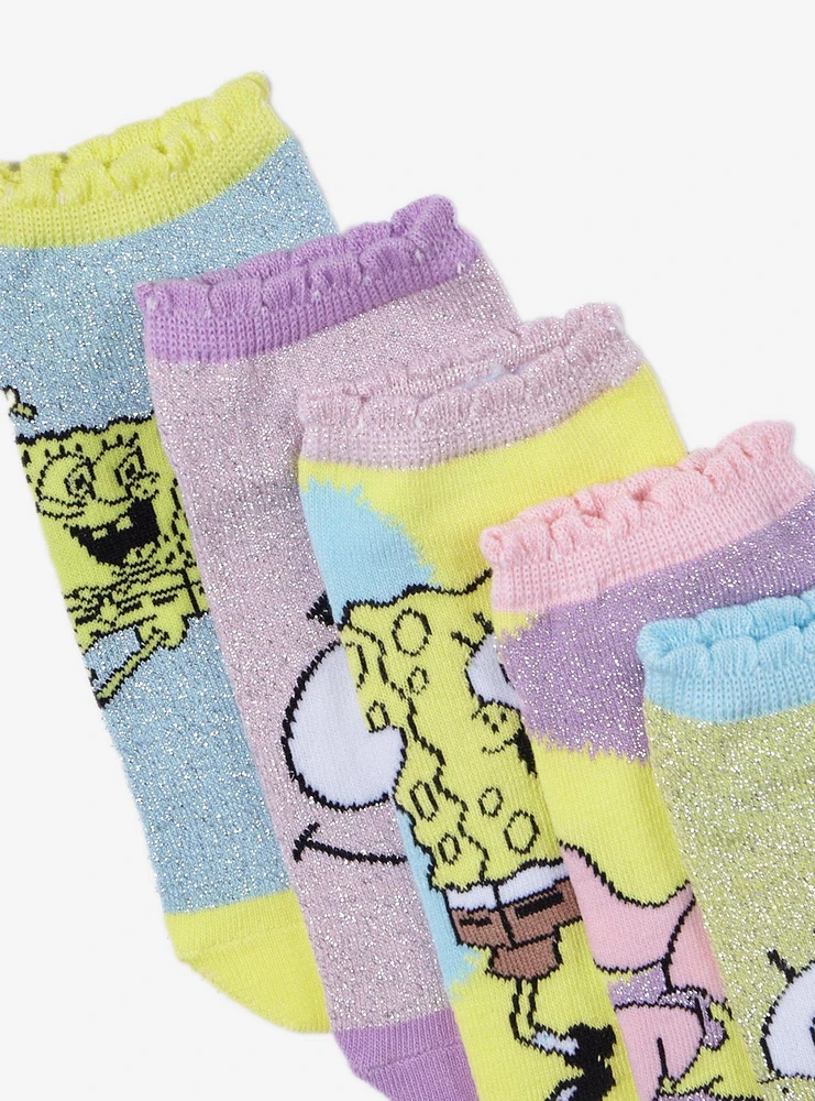 SpongeBob SquarePants Pastel SpongeBob & Patrick No-Show Socks 5 Pair