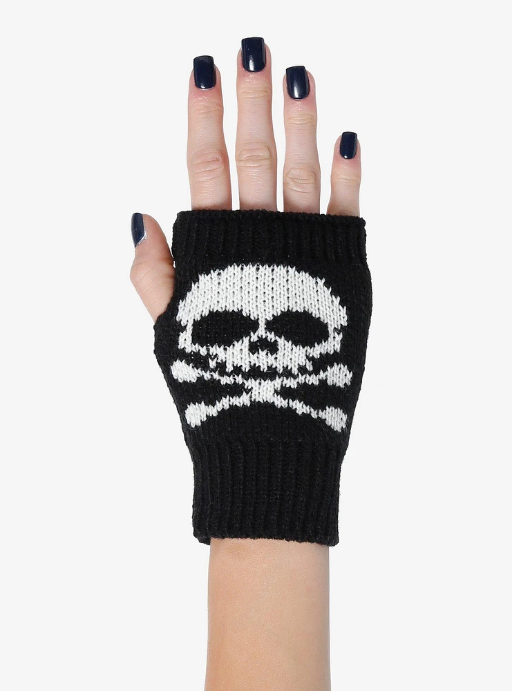 Skull & Crossbones Fingerless Gloves