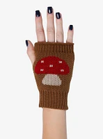 Brown Mushroom Fingerless Gloves