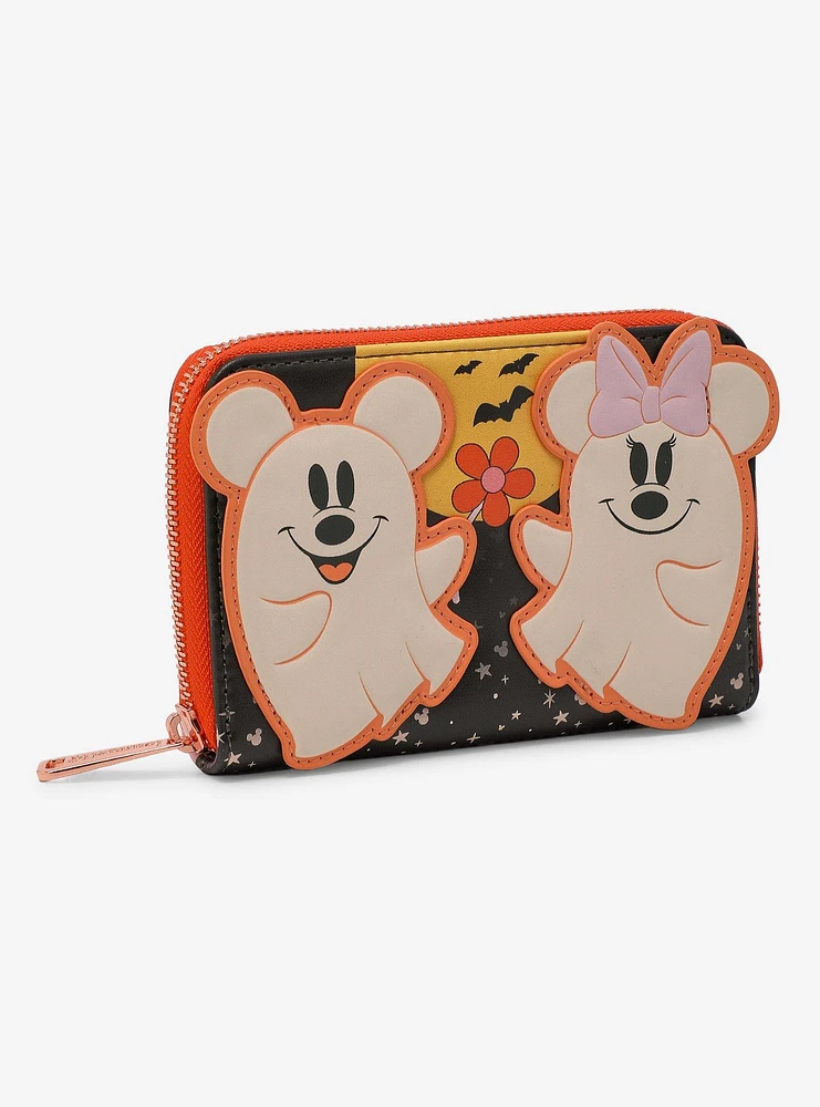 Loungefly Disney Mickey Mouse & Minnie Mouse Ghosts Glow-In-The-Dark Zipper Wallet