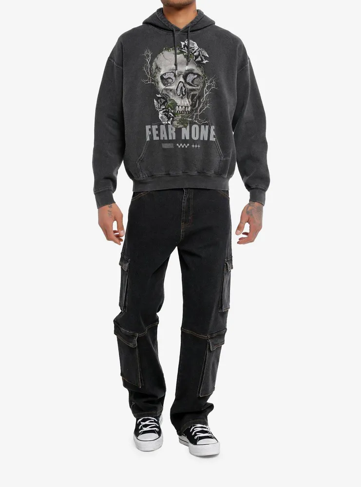 Thorn & Fable™ Fear None Glitter Skull Hoodie