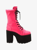 Strange Cvlt Hot Pink Raven Platform Boots