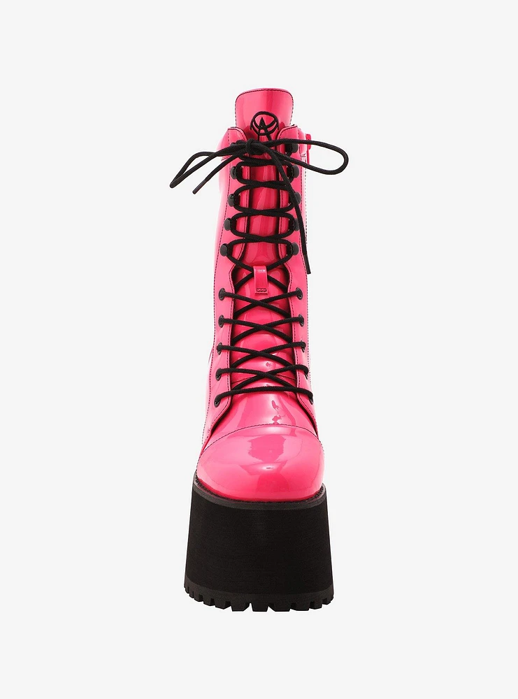 Strange Cvlt Hot Pink Raven Platform Boots