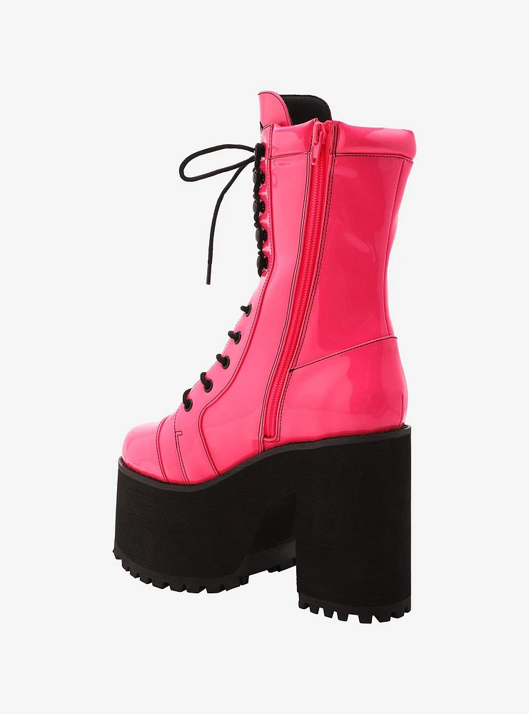 Strange Cvlt Hot Pink Raven Platform Boots