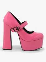 Strange Cvlt Hot Pink Patent Widow Platform Heels