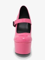 Strange Cvlt Hot Pink Patent Widow Platform Heels
