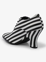 Strange Cvlt Black & White Stripe Victoria Heels