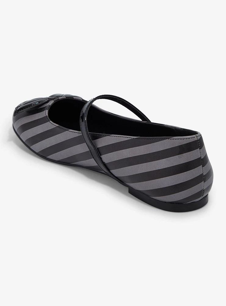 Strange Cvlt Grey Stripe Bat Mary Jane Flats