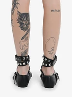 Strange Cvlt Black Stud Strappy Ballet Flats