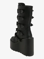 YRU Black Bat Bow Dune Platform Boots