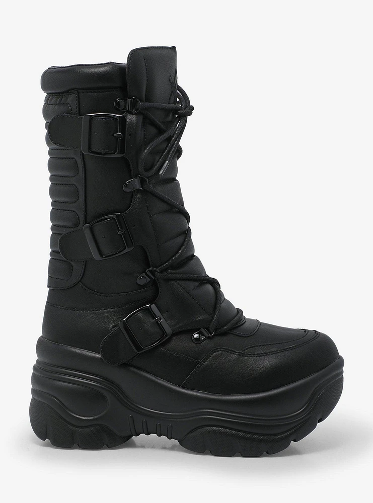 YRU Black Matrixx Moto Chunky Boots