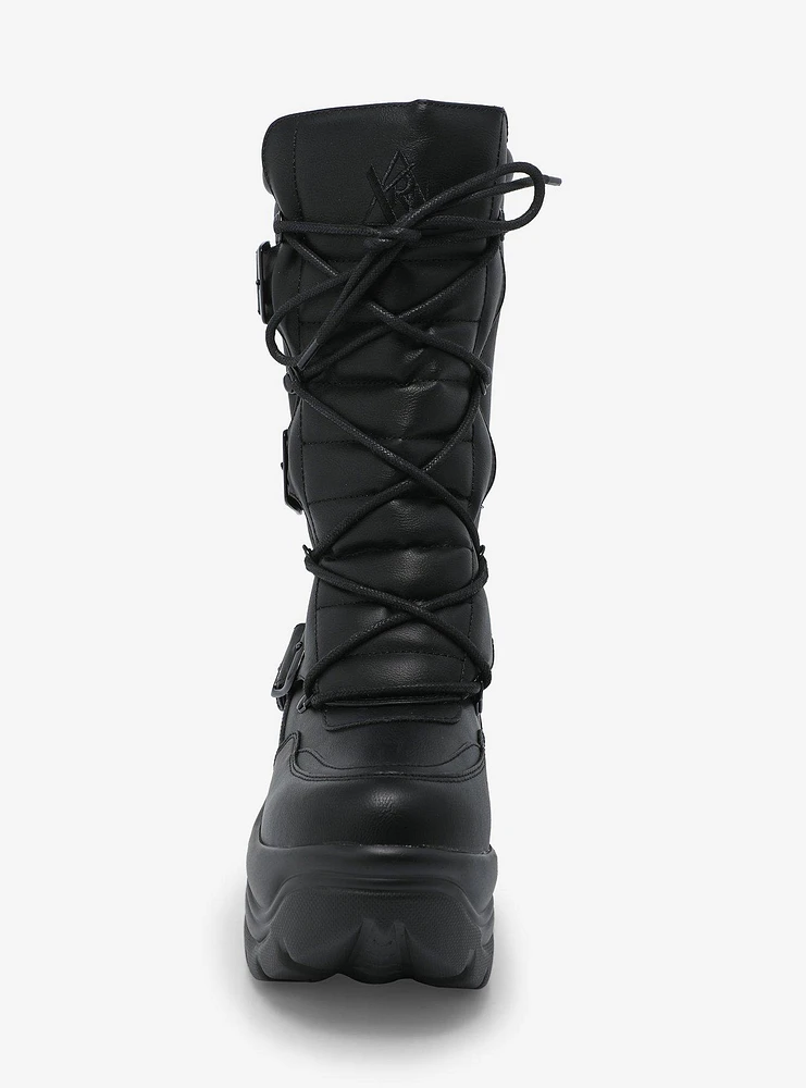 YRU Black Matrixx Moto Chunky Boots