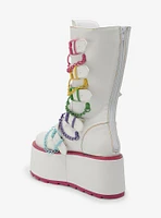 YRU Glitch White & Colorful Chain Platform Boots