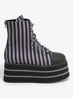 YRU Suspension Black & Grey Stripe Platform Canvas Boots