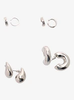 Silver Chunky Hoop & Cuff Earring Set