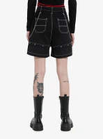 Black Double Chain Girls Carpenter Shorts