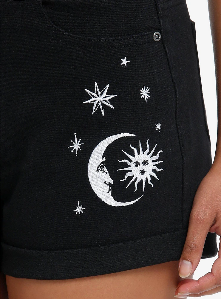 Cosmic Aura Black Sun & Moon Shorts