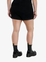 Black Punk Patches Side Chain Shorts Plus