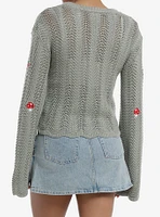 Thorn & Fable Mushroom Frog Daisy Girls Knit Sweater