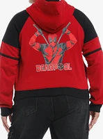 Her Universe Marvel Deadpool & Wolverine Color-Block Girls Crop Hoodie Plus