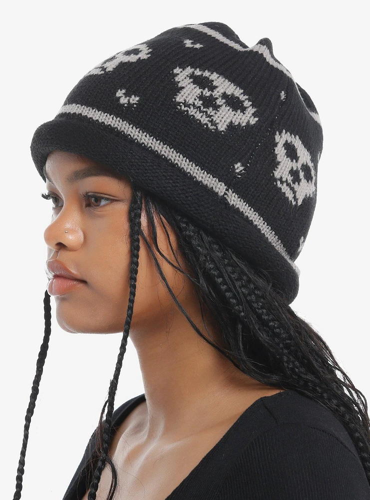 Skull Heart Intarsia Beanie