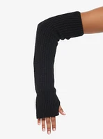 Black Chunky Knit Ribbed Arm Warmers