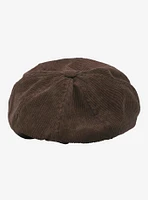 Brown Corduroy Ribbed Cabbie Hat