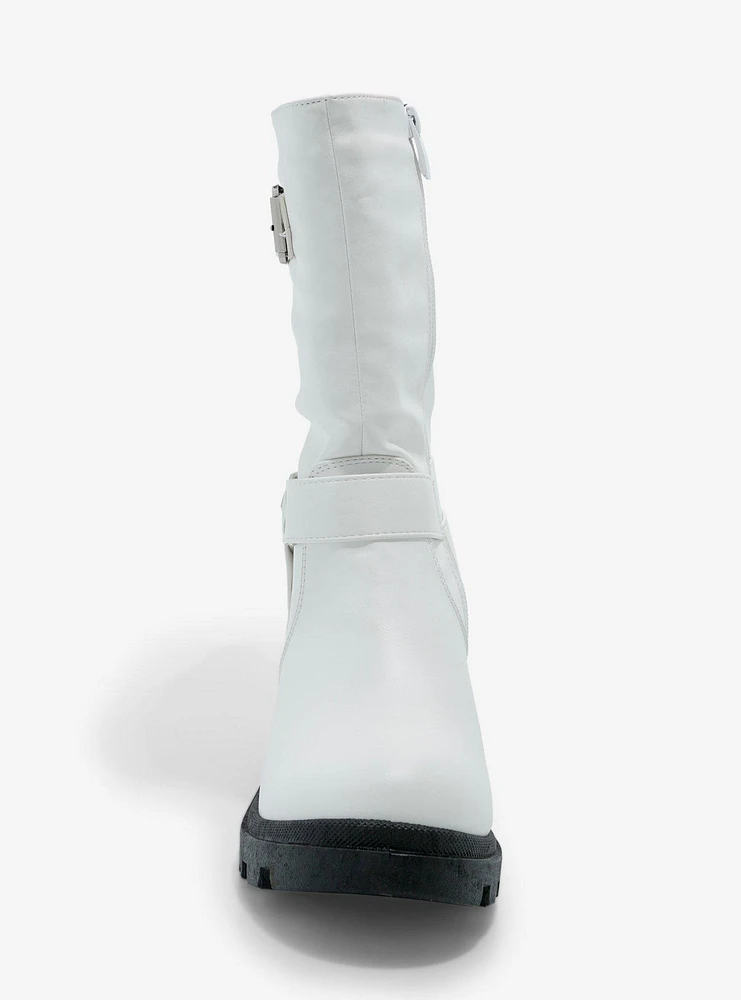 Yoki White Buckle Boots
