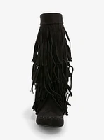 Yoki Faux Suede Fringe Boots