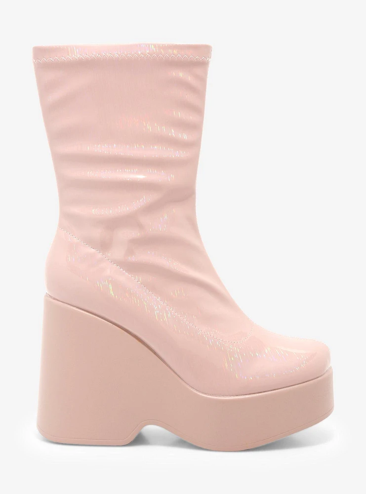 Yoki Blush Pink Patent Boots