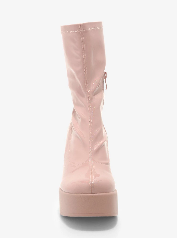 Yoki Blush Pink Patent Boots