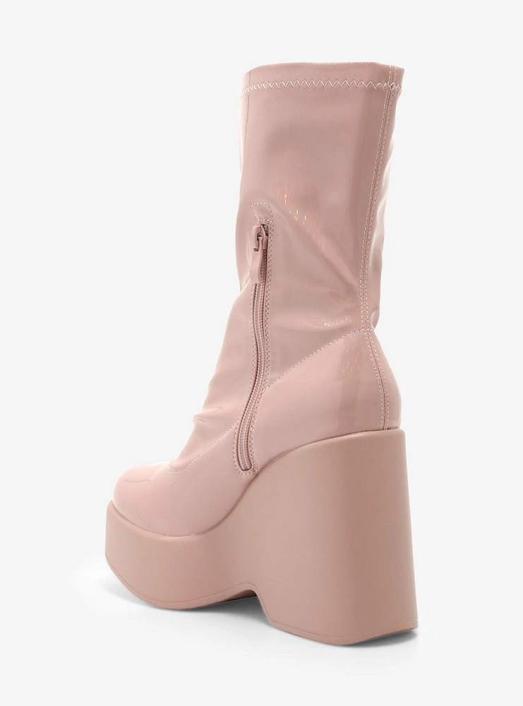 Yoki Blush Pink Patent Boots