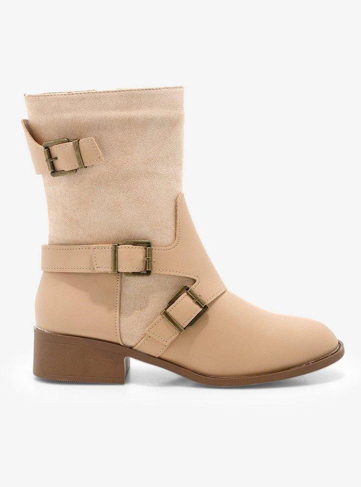 Yoki Beige Belt Boots