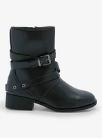 Yoki Black Strap Buckle Boots