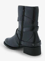 Yoki Black Strap Buckle Boots