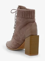 Yoki Beige Lace-Up Suede Ankle Boots