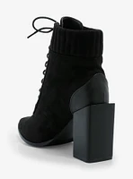 Yoki Black Lace-Up Sock Booties